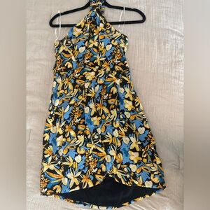 Lulus Constant Confidence Black Floral Knotted Halter mini dress.